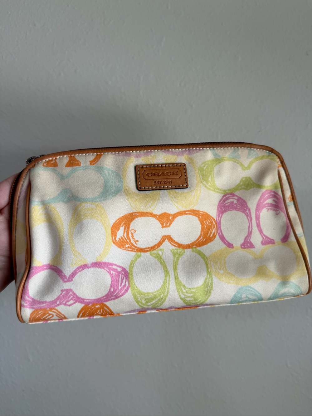 Coach Pastel Multicolor Signature Cosmetic Pouch
